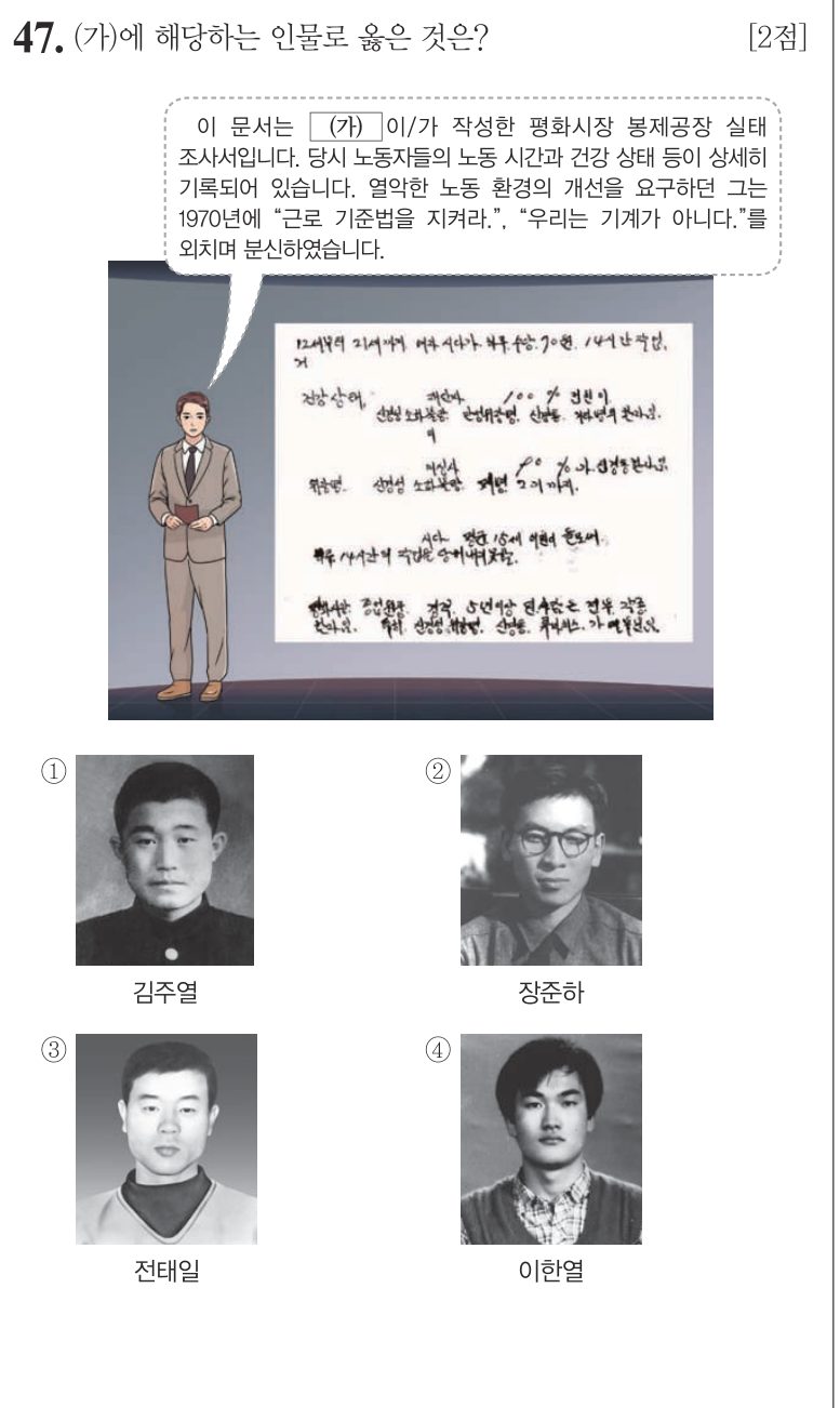 47번 문항: (가)에 해당하는 인물로 옳은 것은?