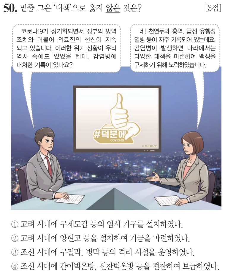 50번 문항: 밑줄 그은 ‘대책’으로 옳지 않은 것은?