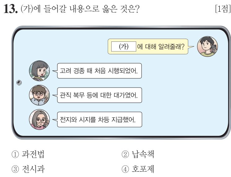 13번 문항: (가)에 들어갈 내용으로 옳은 것은?