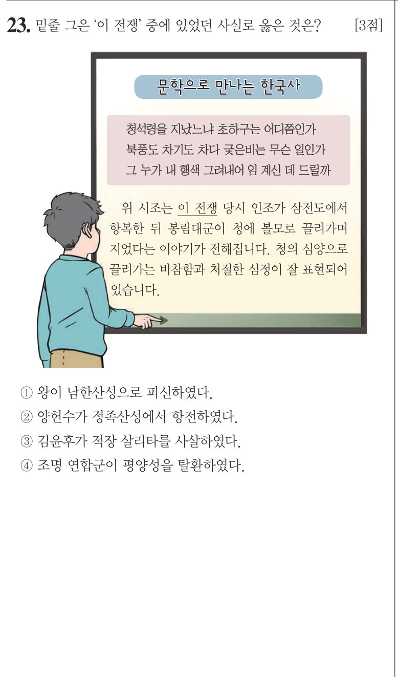 23번 문항: 밑줄 그은 ‘이 전쟁’ 중에 있었던 사실로 옳은 것은?