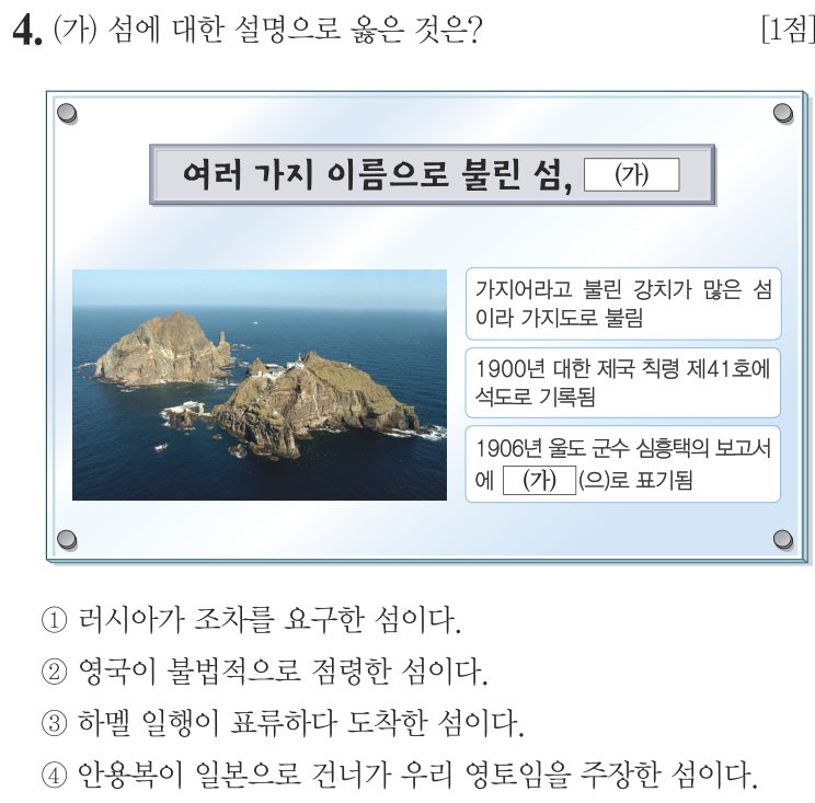 4번 문항: (가) 섬에 대한 설명으로 옳은 것은?