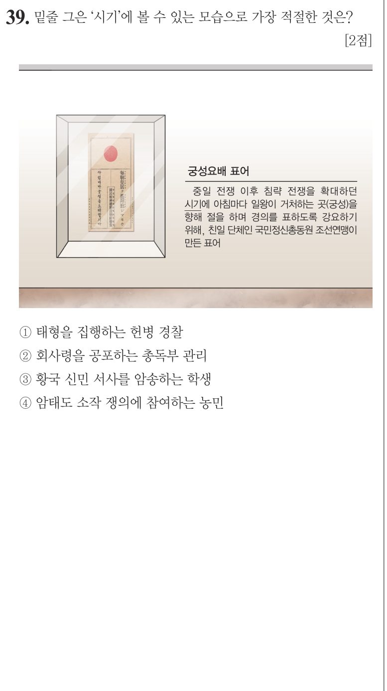 39번 문항: 밑줄 그은 ‘시기’에 볼 수 있는 모습으로 가장 적절한 것은?