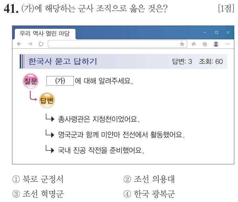 41번 문항: (가)에 해당하는 군사 조직으로 옳은 것은?