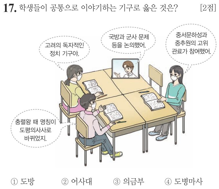 17번 문항: 학생들이 공통으로 이야기하는 기구로 옳은 것은?