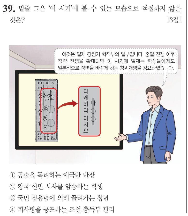 39번 문항: 밑줄 그은 ‘이 시기’에 볼 수 있는 모습으로 적절하지 않은 것은?