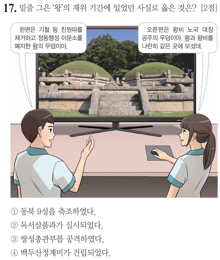 17번 문항: 밑줄 그은 ‘왕’의 재위 기간에 있었던 사실로 옳은 것은?