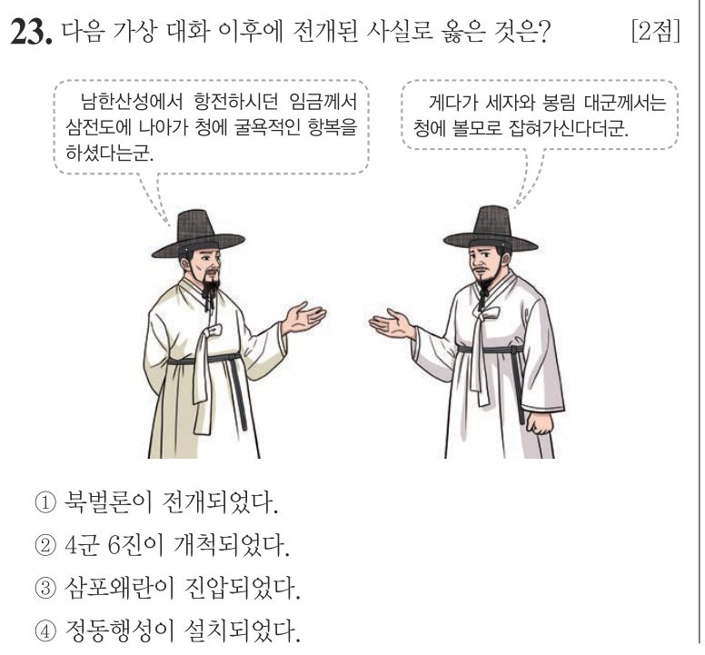 23번 문항: 다음 가상 대화 이후에 전개된 사실로 옳은 것은?