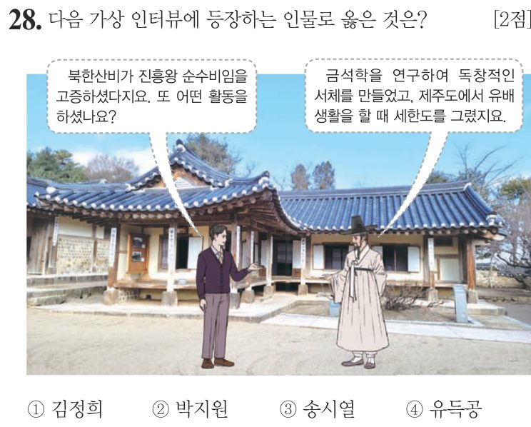 28번 문항: 다음 가상 인터뷰에 등장하는 인물로 옳은 것은?