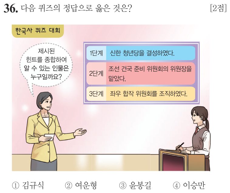 36번 문항: 다음 퀴즈의 정답으로 옳은 것은?