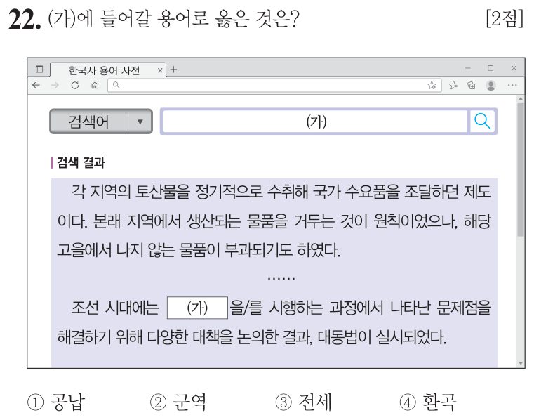 22번 문항: (가)에 들어갈 용어로 옳은 것은?