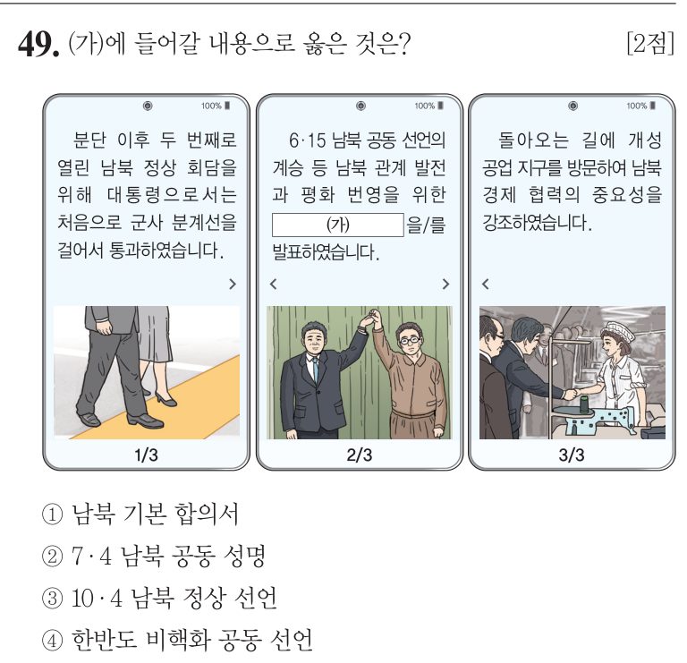 49번 문항: (가)에 들어갈 내용으로 옳은 것은?