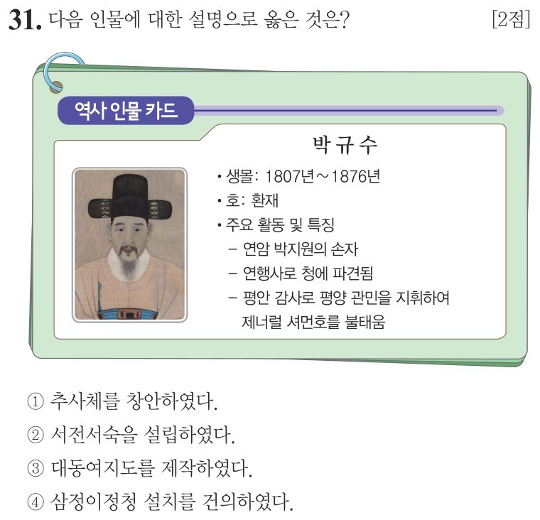 31번 문항: 다음 인물에 대한 설명으로 옳은 것은?