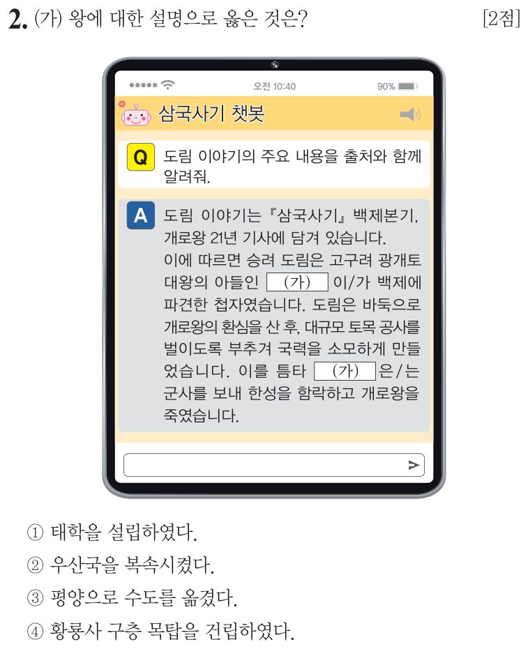 2번 문항: (가) 왕에 대한 설명으로 옳은 것은?