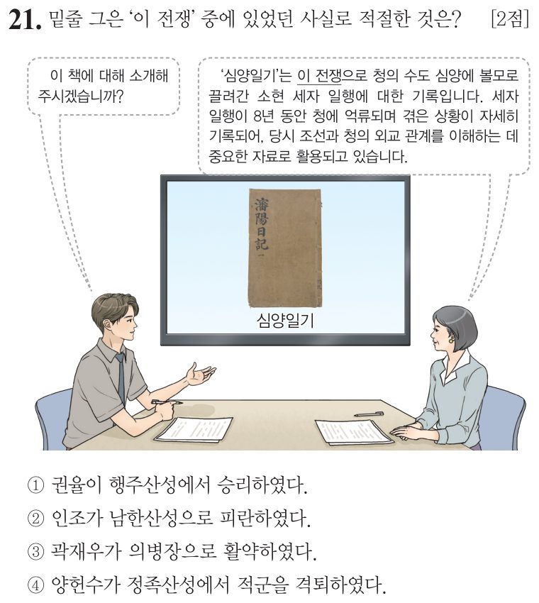 21번 문항: 밑줄 그은 '이 전쟁' 중에 있었던 사실로 적절한 것은?