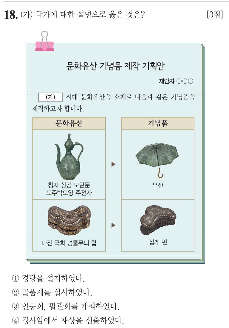 18번 문항: (가) 국가에 대한 설명으로 옳은 것은?