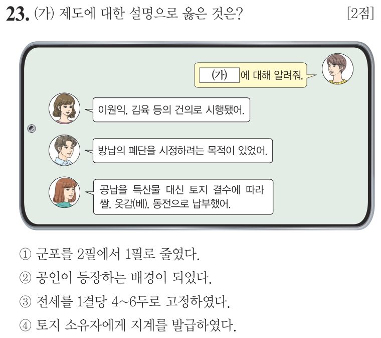 23번 문항: (가) 제도에 대한 설명으로 옳은 것은?