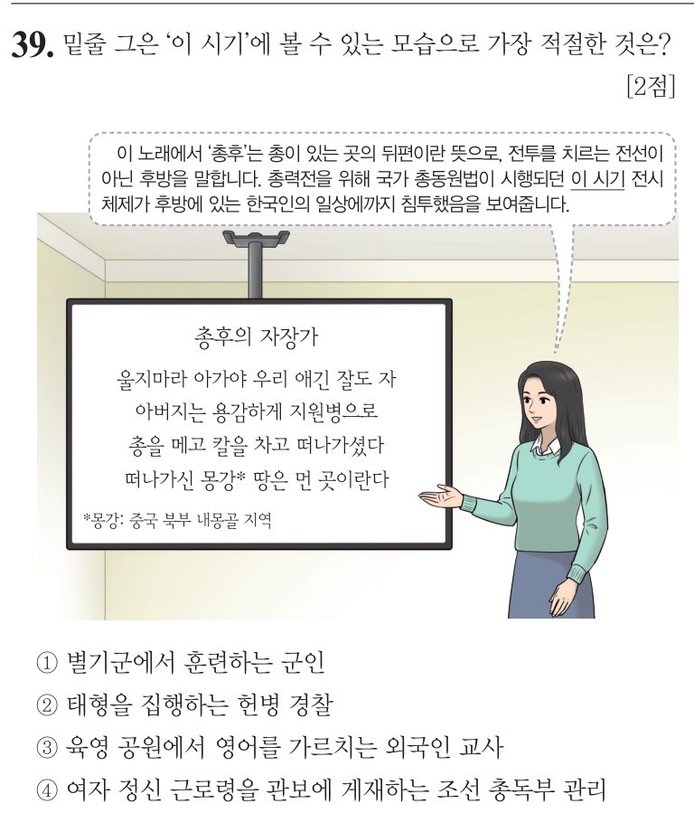 39번 문항: 밑줄 그은 ‘이 시기’에 볼 수 있는 모습으로 가장 적절한 것은?