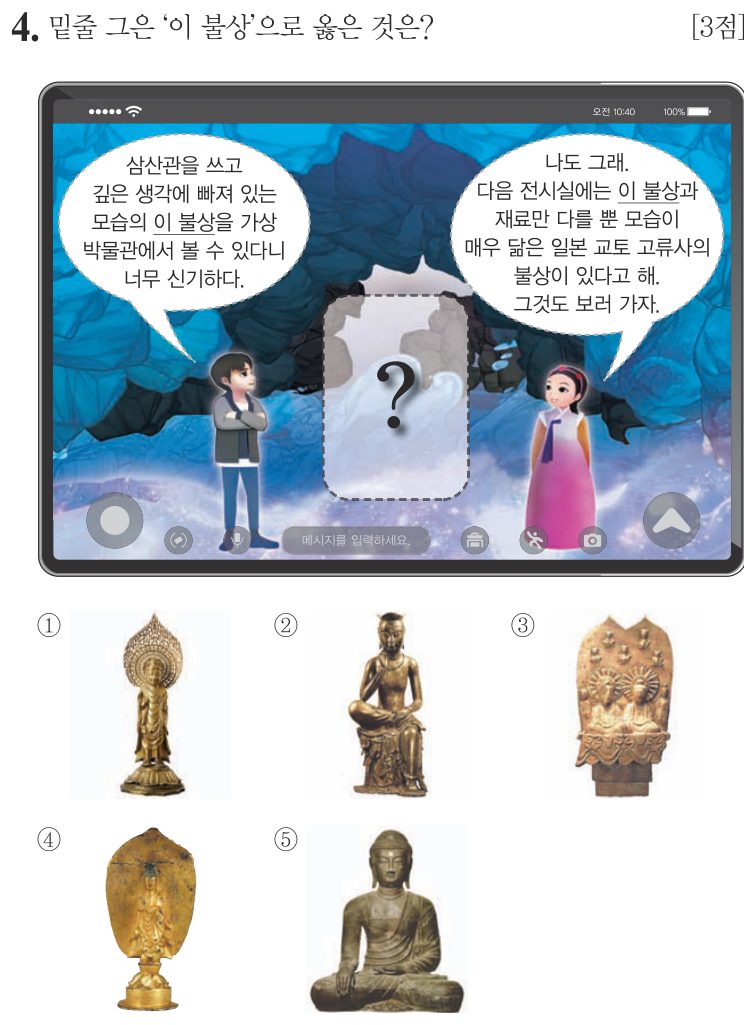 4번 문항: 밑줄 그은 ‘이 불상’으로 옳은 것은?