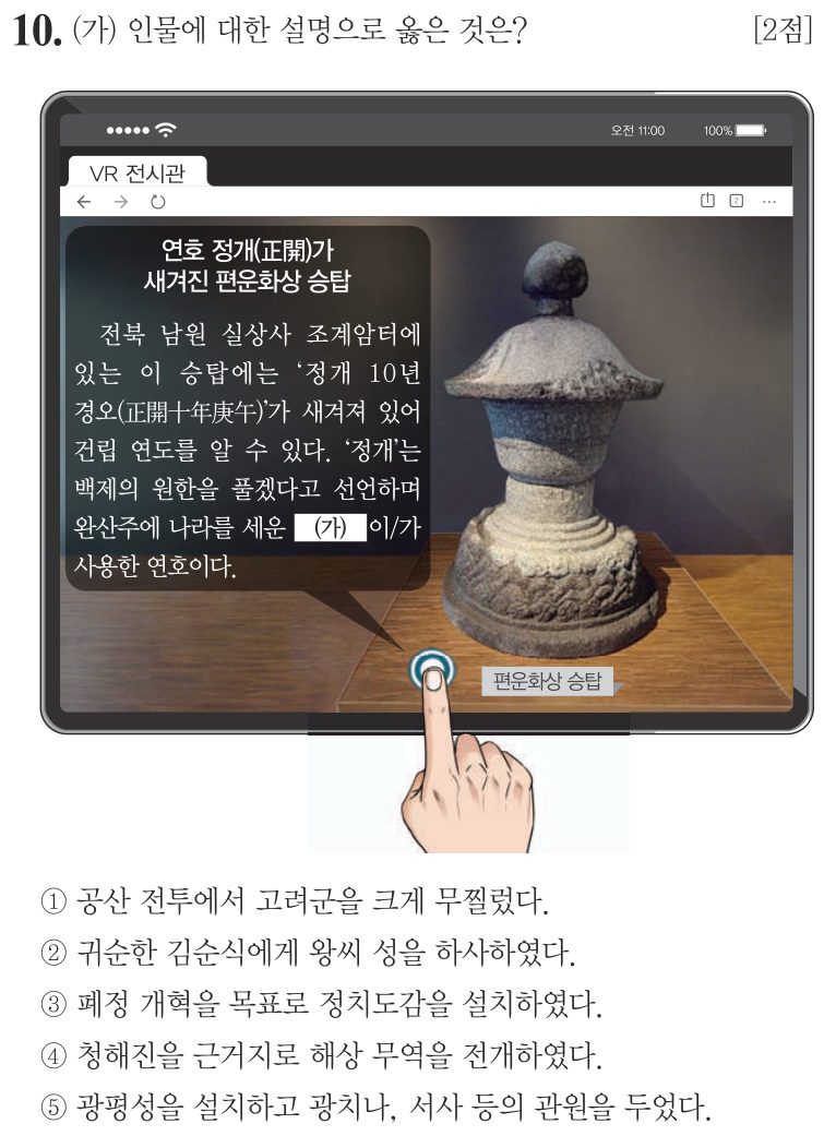 10번 문항: (가) 인물에 대한 설명으로 옳은 것은?