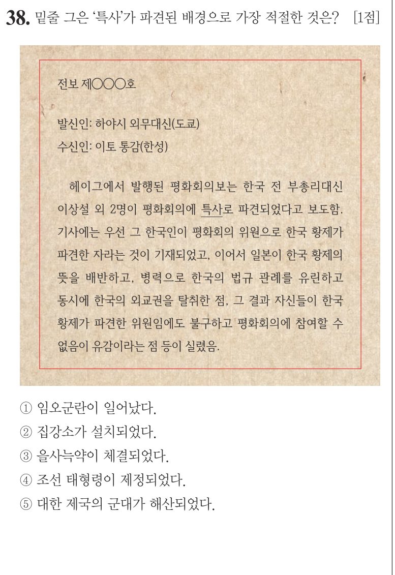38번 문항: 밑줄 그은 ‘특사’가 파견된 배경으로 가장 적절한 것은?