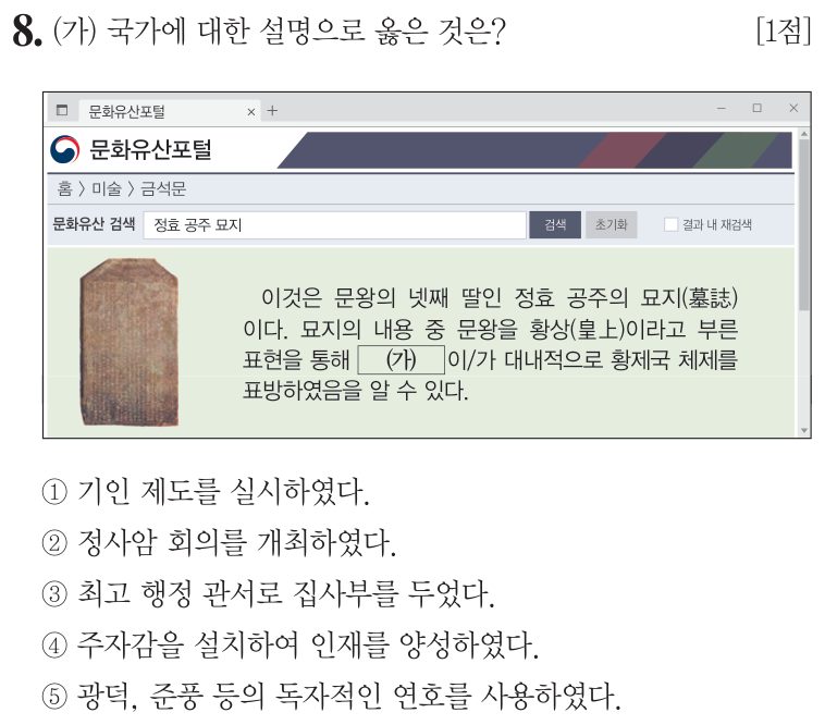 8번 문항: (가) 국가에 대한 설명으로 옳은 것은?