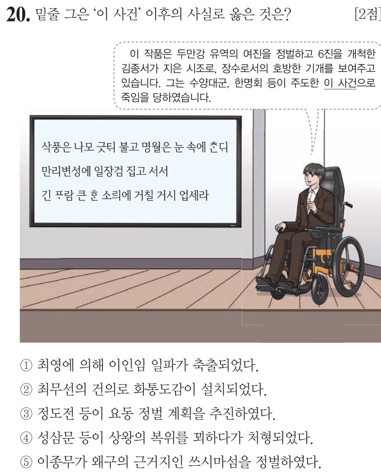 20번 문항: 밑줄 그은 ‘이 사건’ 이후의 사실로 옳은 것은?