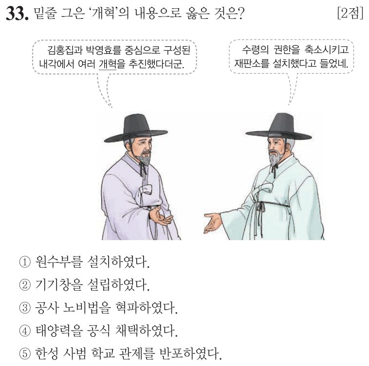 33번 문항: 밑줄 그은 '개혁'의 내용으로 옳은 것은?