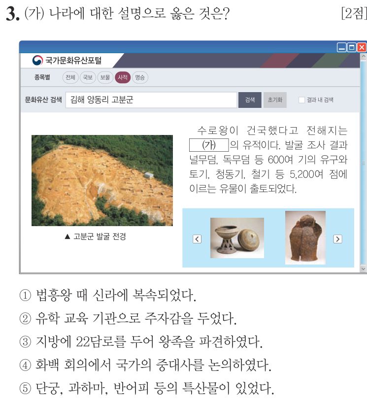 3번 문항: (가) 나라에 대한 설명으로 옳은 것은?