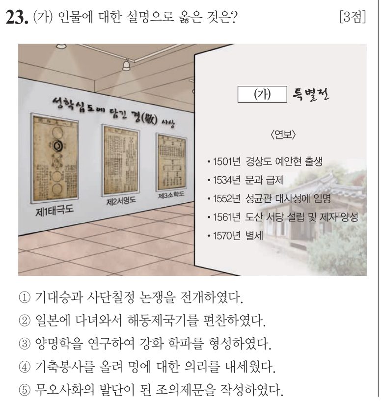 23번 문항: (가) 인물에 대한 설명으로 옳은 것은?