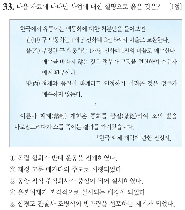 33번 문항: 다음 자료에 나타난 사업에 대한 설명으로 옳은 것은?