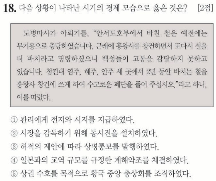 18번 문항: 다음 상황이 나타난 시기의 경제 모습으로 옳은 것은?