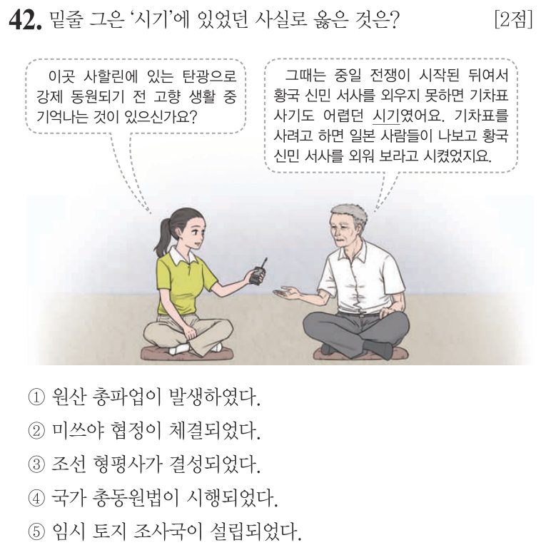 42번 문항: 밑줄 그은 ‘시기’에 있었던 사실로 옳은 것은?