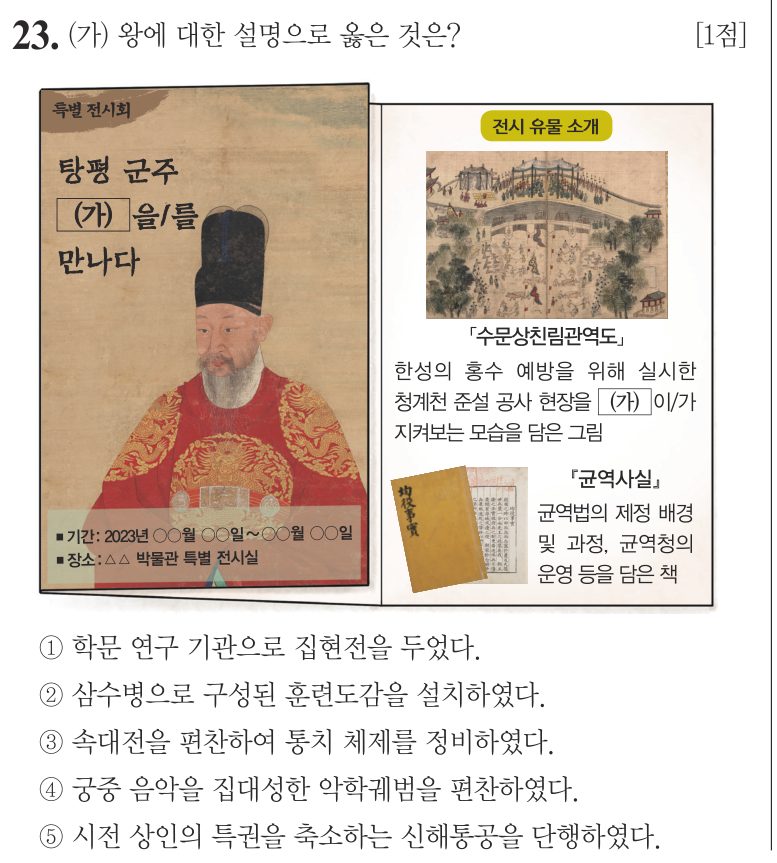23번 문항: (가) 왕에 대한 설명으로 옳은 것은?