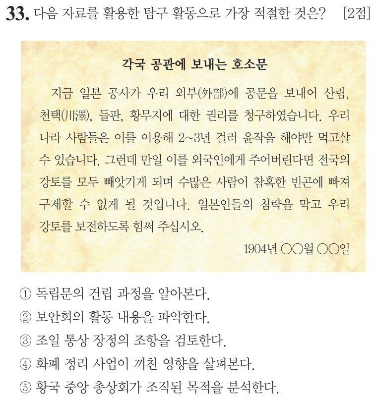 33번 문항: 다음 자료를 활용한 탐구 활동으로 가장 적절한 것은?