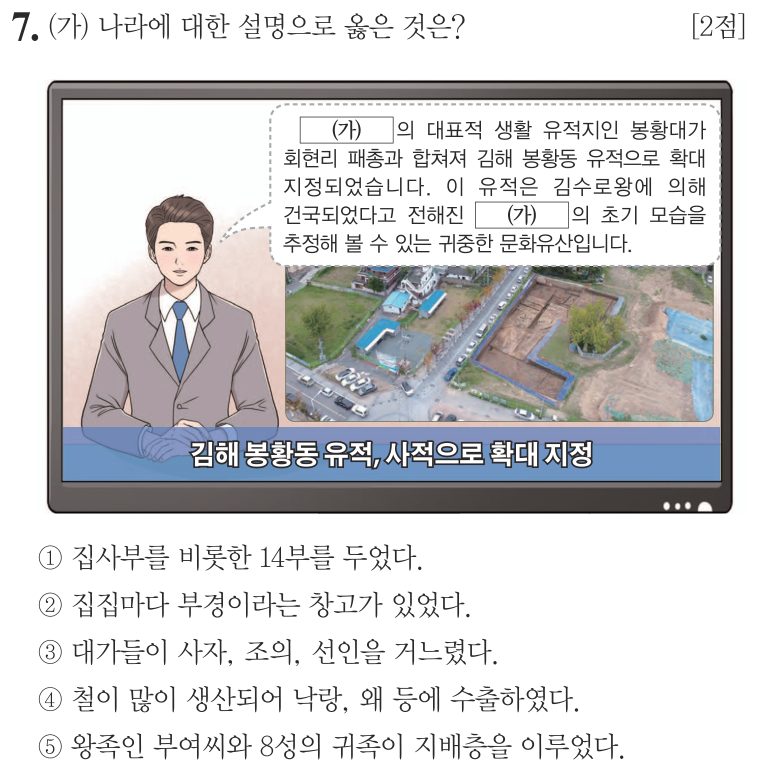 7번 문항: (가) 나라에 대한 설명으로 옳은 것은?