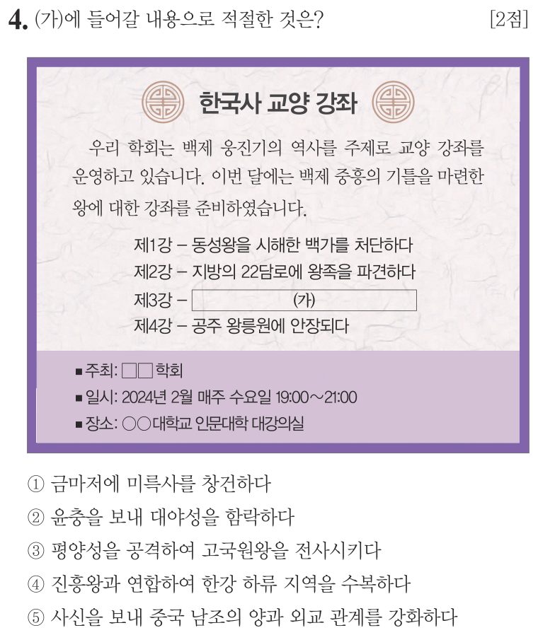 4번 문항: (가)에 들어갈 내용으로 적절한 것은?
