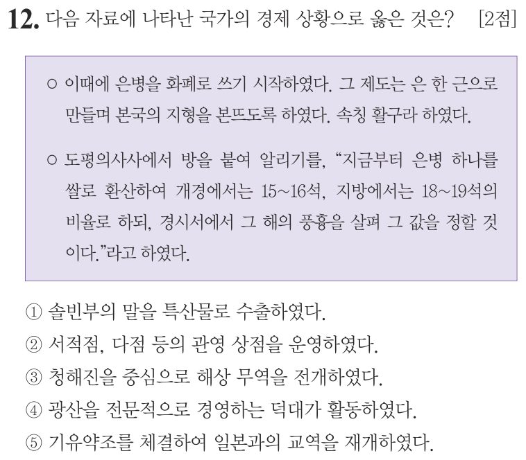 12번 문항: 다음 자료에 나타난 국가의 경제 상황으로 옳은 것은?