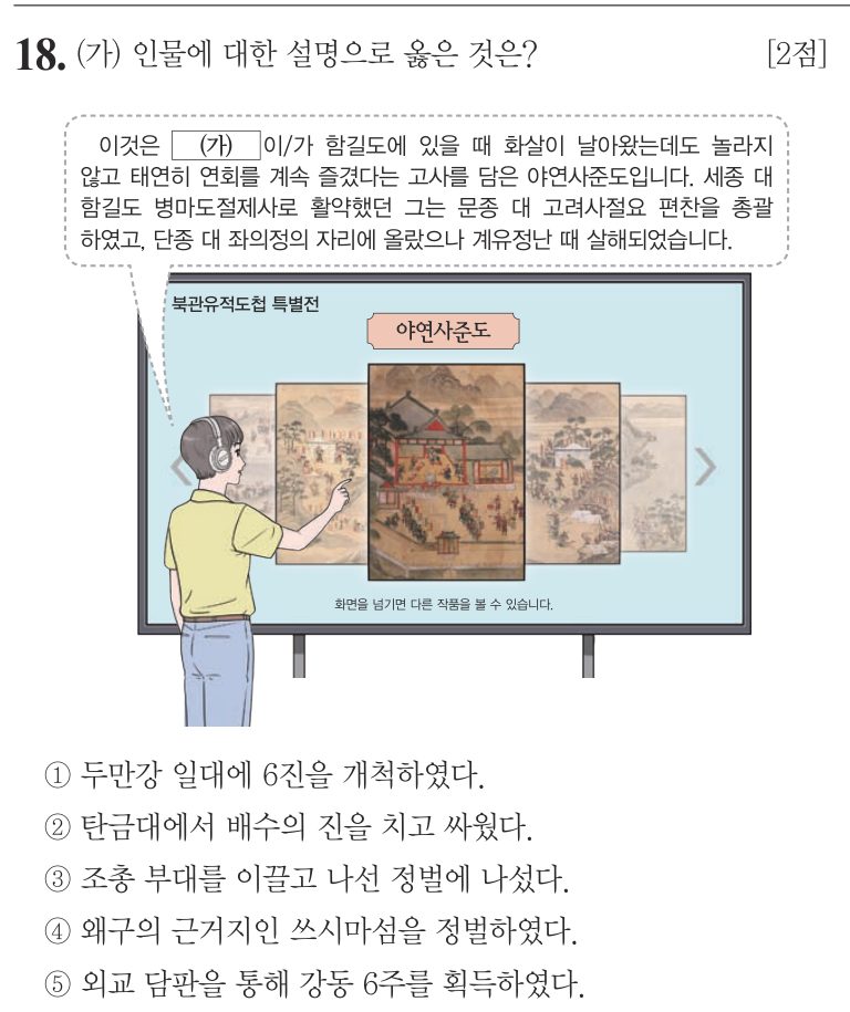 18번 문항: (가) 인물에 대한 설명으로 옳은 것은?