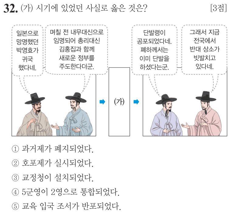 32번 문항: (가) 시기에 있었던 사실로 옳은 것은?