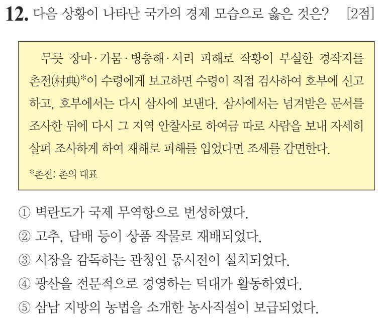 12번 문항: 다음 상황이 나타난 국가의 경제 모습으로 옳은 것은?