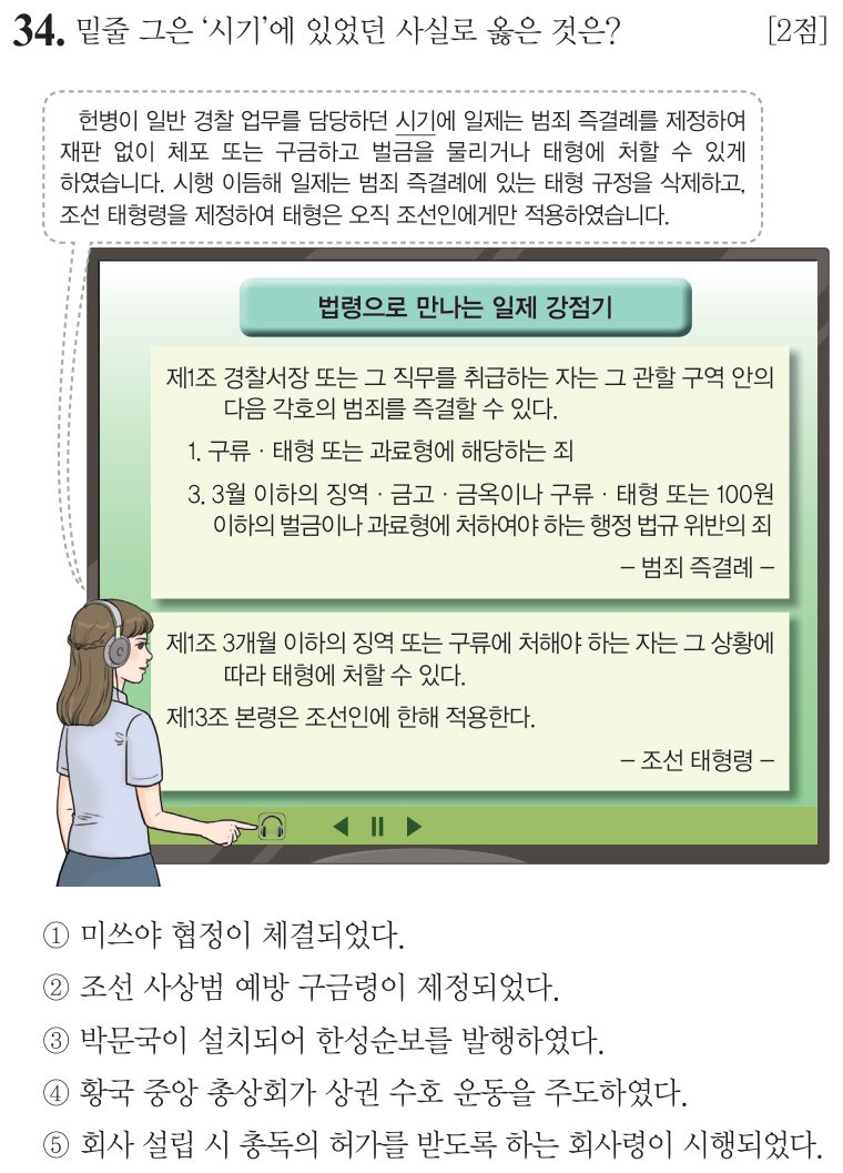 34번 문항: 밑줄 그은 '시기'에 있었던 사실로 옳은 것은?