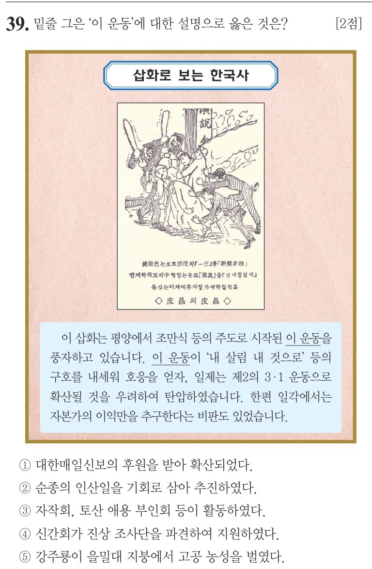 39번 문항: 밑줄 그은 ‘이 운동’에 대한 설명으로 옳은 것은?