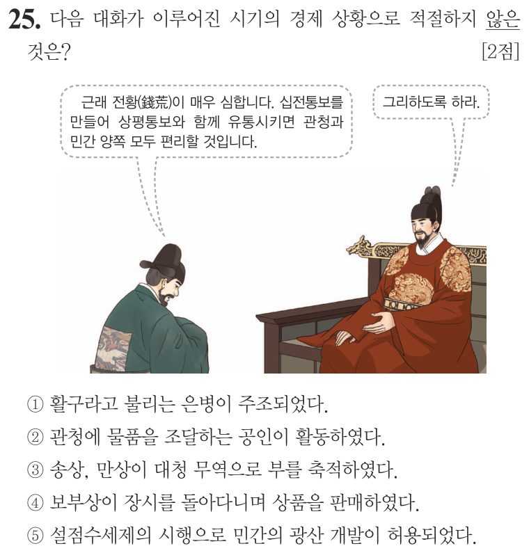 25번 문항: 다음 대화가 이루어진 시기의 경제 상황으로 적절하지 않은 것은?