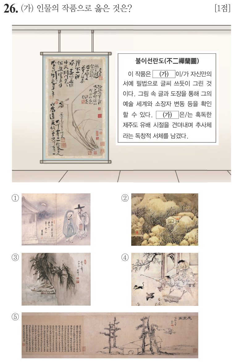 26번 문항: (가) 인물의 작품으로 옳은 것은?