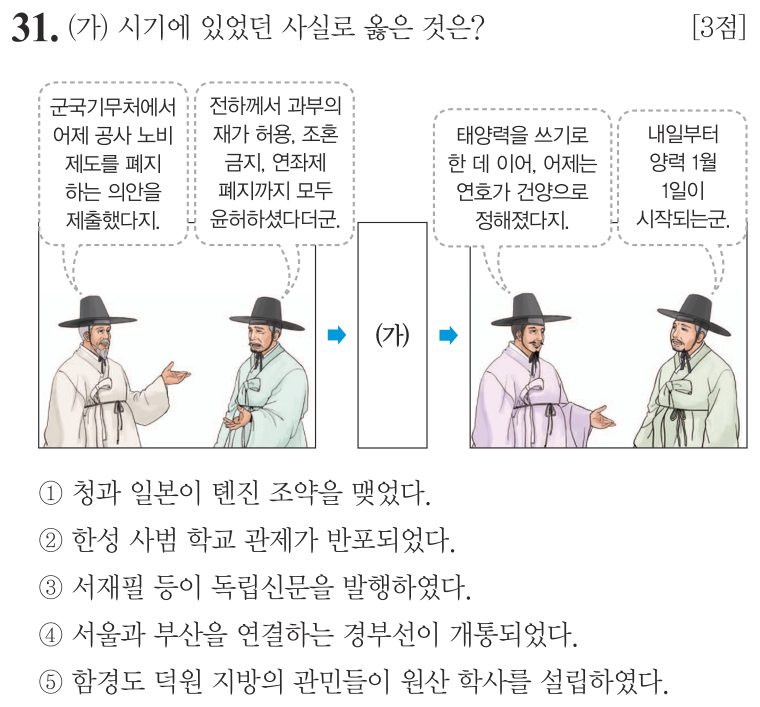 31번 문항: (가) 시기에 있었던 사실로 옳은 것은?