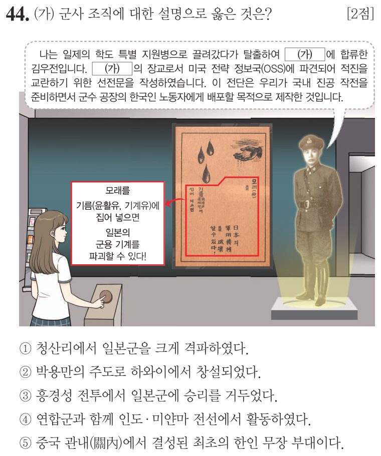 44번 문항: (가) 군사 조직에 대한 설명으로 옳은 것은?