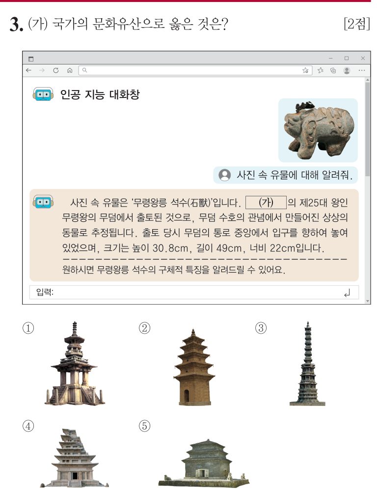3번 문항: (가) 국가의 문화유산으로 옳은 것은?