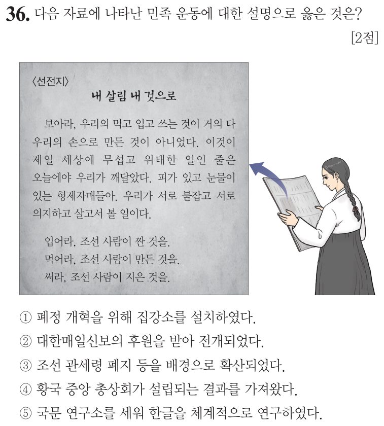 36번 문항: 다음 자료에 나타난 민족 운동에 대한 설명으로 옳은 것은?